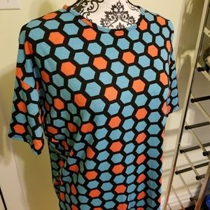 NWT Lularoe XXS Blue/Orange/Black Irma Top